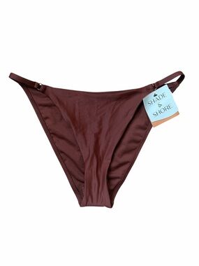 Shade & Shore Brown Low Rise High Leg Cheeky Bikini Bottom Size M NWT
